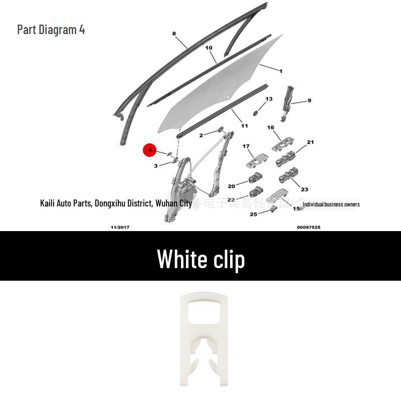 White Power Window Regulator Clip for Peugeot 408/308/308S T9