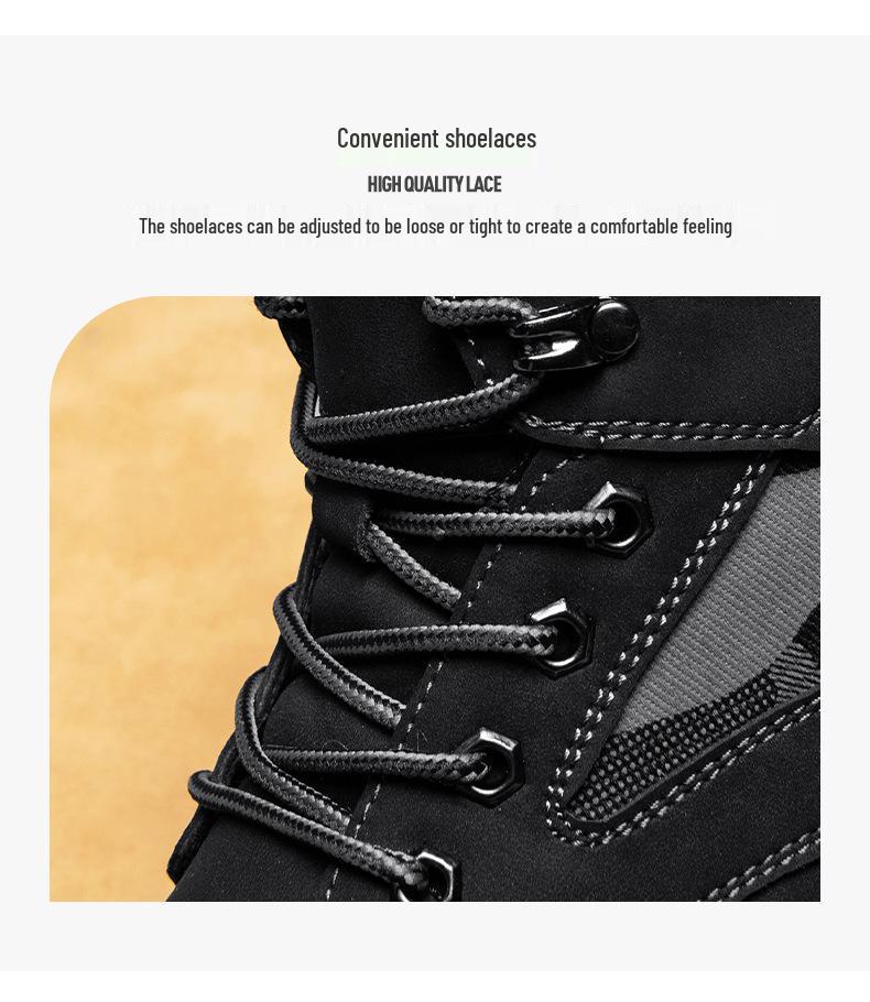 Winter Men's Fleece-Lined Non-Slip Martin Ankle Boots - High-Top British Style Work Shoes