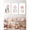 Elegant Perfume Bottle  Pink Flowers Poster Chic Beauty Fashion Canvas Art for Modern Home Living Room Wall Decor