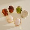 Exaggerated Brown Green White Resin Stud Earrings for Women Simple Geometric Irregular Metal Shell Earrings Exquisite Jewelry