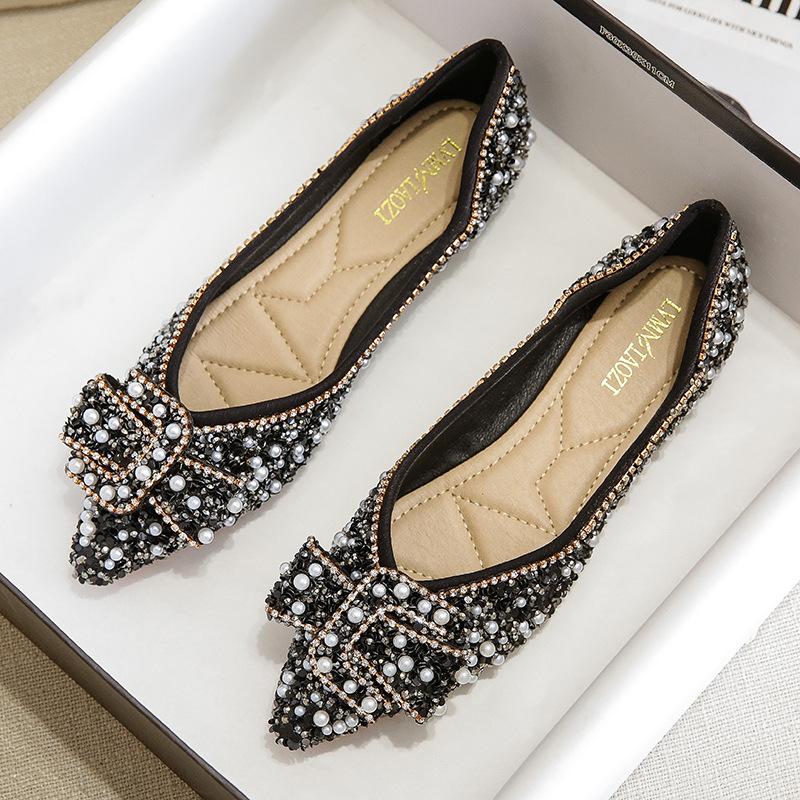 Fashion Women Fashion Flat Single Shoes Feamle Autumn Pointed Toe Shoes Flat Loafers Soft Sole Ladies Plus Size 35-43 Zapatos De Mujer