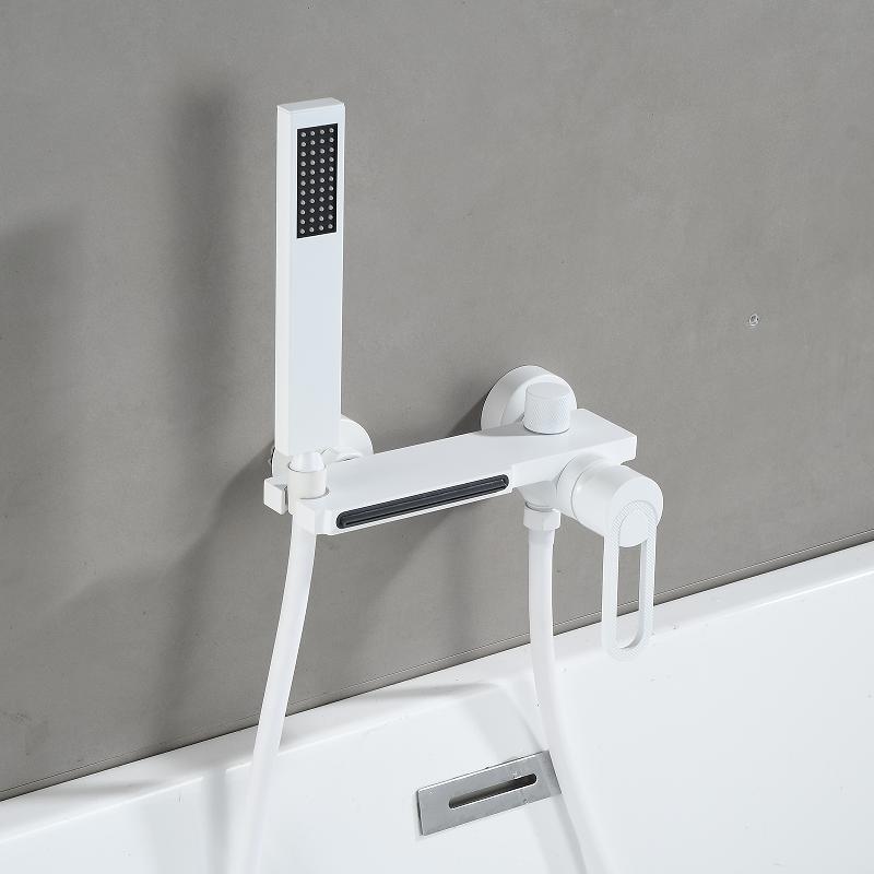 Tuqiu Black Bathtub Shower Set Hot Cold Gray Bathroom Shower Faucet Chrome Bathroom Foldable Shower Faucet set Brass