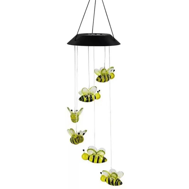 

Креативный светодиодный светильник на солнечных батареях Bee Wind Chimes для дома, сада, спальни, подвесной светильник, уличный двор, сад, ландшафтный дизайн, освещение, декор