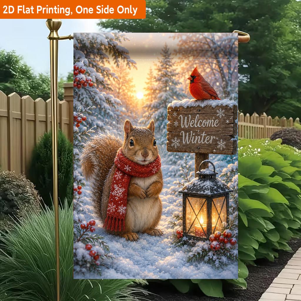 2D Flat - 2D Flat Printing Garden Flag 1pc, Lantern And Red Scarf Durable Single-Sided Print Yard Flag, Garden And Home Holiday Decoration, 29.97X44.9