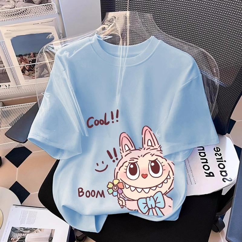 Kreslené Monstrum Elf Grafika Labubu Dětské Tištěné Tričko Léto Dámské Ležérní Venkovní Dívčí Trička s Krátkým Rukávem Top Oblečení