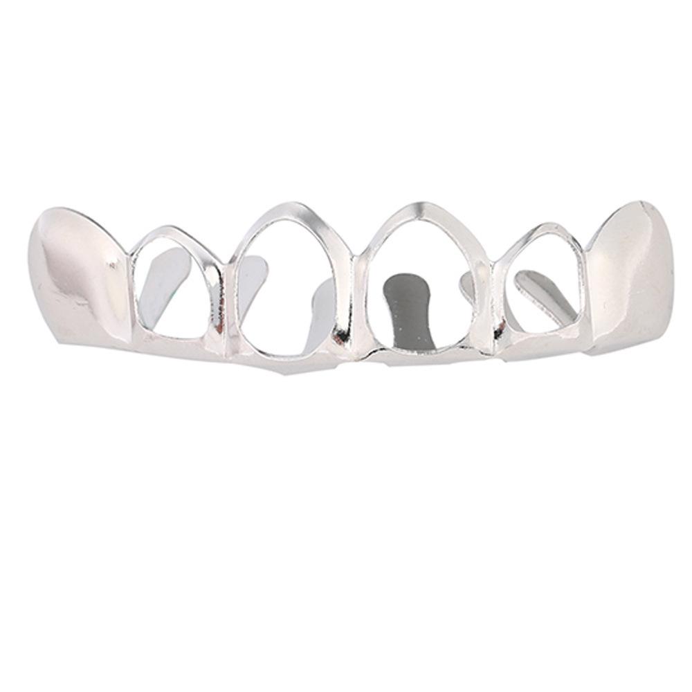 Cross-Border Trend: Gold Plated Hollow Six-Tooth Flat Fake Teeth for Halloween Costume & Hip Hop Grillz