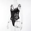 European & American Patent Leather Lace Bodysuit - Women's Sexy Lingerie Set