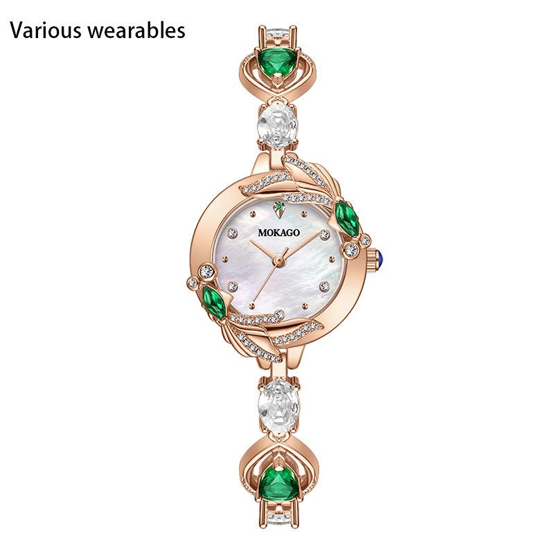 

Новий жіночий годинник Crystal Koi з перламутровим циферблатом і нішевим світлим розкішним ювелірним виробом з діамантовим браслетом