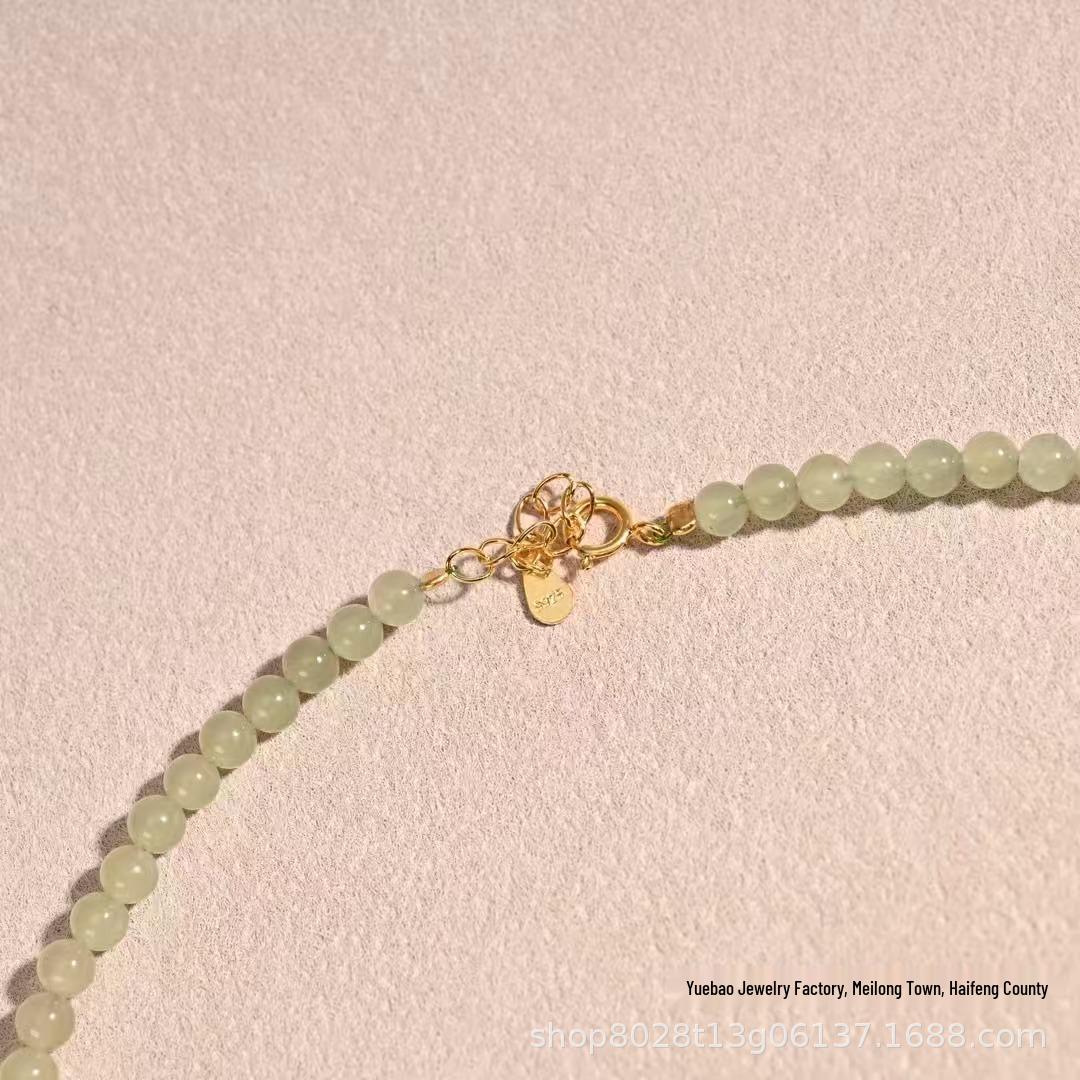 Hetian Jade & Mammoth Ivory Bead Pendant Necklace