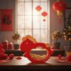 Transparent Compartment Year Horse Ornament Chinese Style Stable Base New Year Decoration Free-standing Traditional Style