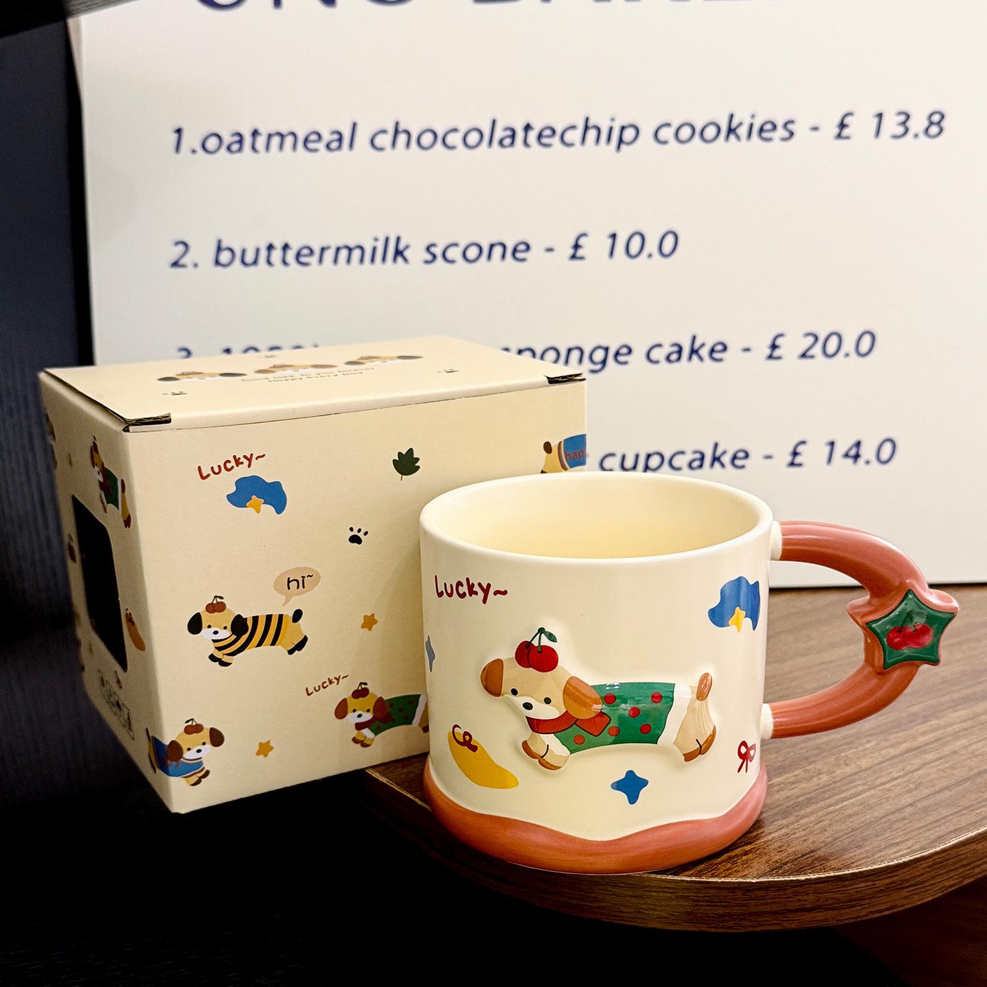 

Cartoon Dachshund Puppy Ceramic Mugs Cute Home Breakfast Milk Cups Office Coffee Cups As Souvenirs 410ml