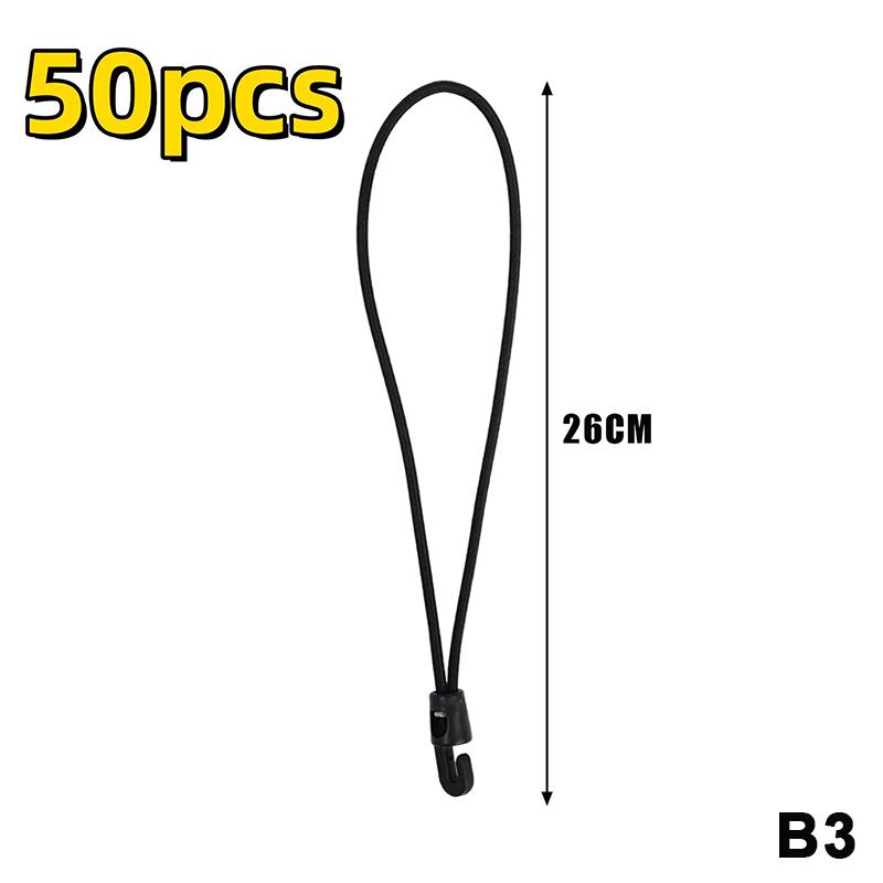 10/50Pcs Bungee Cord With Hooks High Elasticity Expander With Hooks Rubber Tensioner With Hooks For Camping Tarpaulin