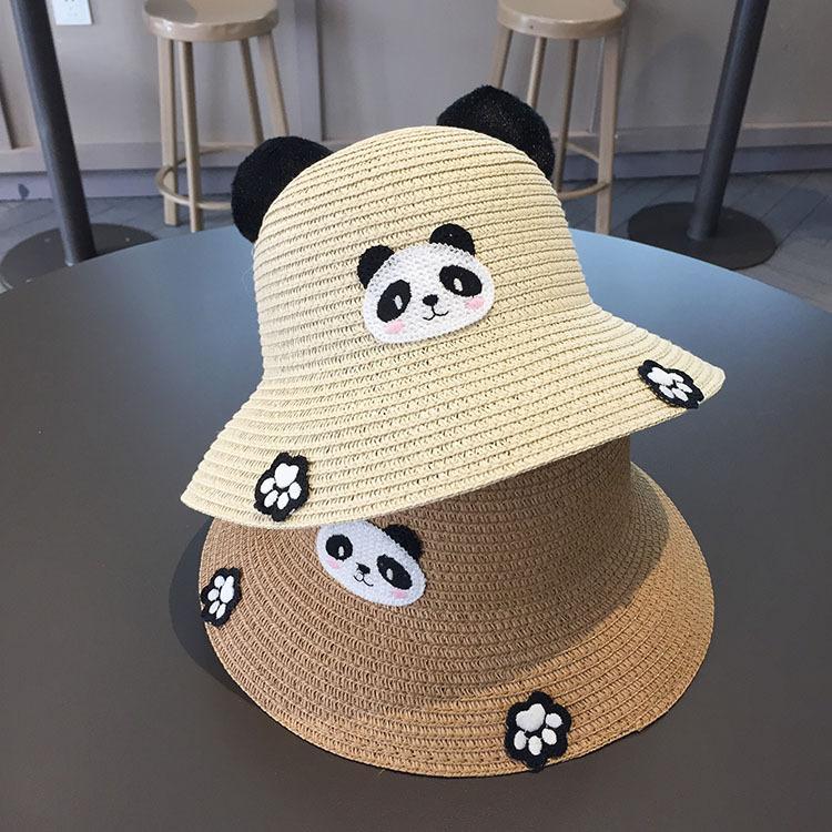 Cute Kids Sun Hat With 3D Cartoon Bear And Dinosaur Summer UV Protection Bucket Cap For Boys And Girls Straw