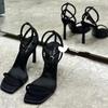 Sexy Square Toe High Heel Women's Sandals Summer 2026 Fashion Elegant High Heel Stilettos Open Toe Banquet Black Women Sandals