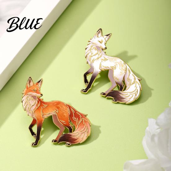 Sweaters Badge Brooch Pin Cartoon Fox Design Zinc Alloy UV