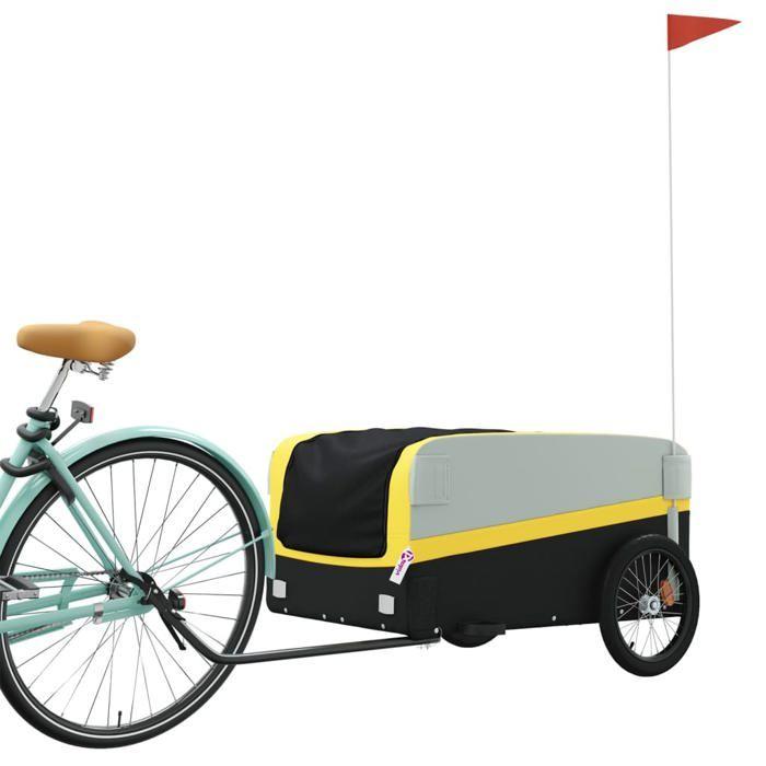 VidaXL Bicycle Trailer Black and Yellow 45 Kg Iron 94050