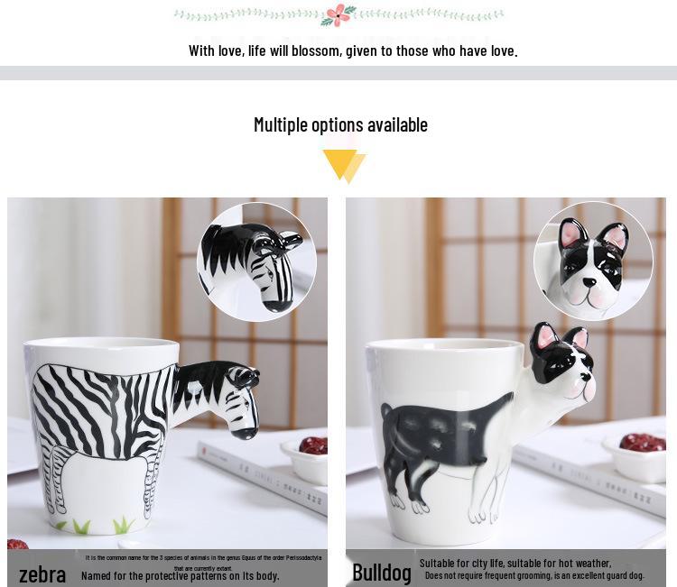 3D Zebra Handle Ceramic Coffee Cup - Unique Animal Gift Cup