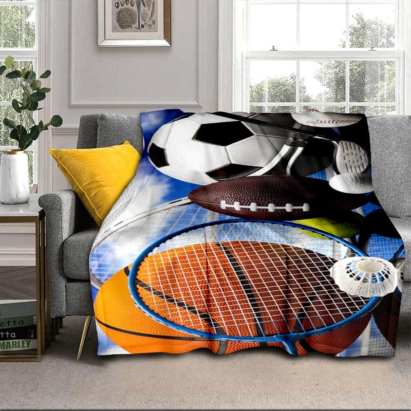 Sports Equipment Collection Blanket Flannel Blanket for bed, sofa, Camping, Hiking, Picnic Essentials, gift for family Fan gifts