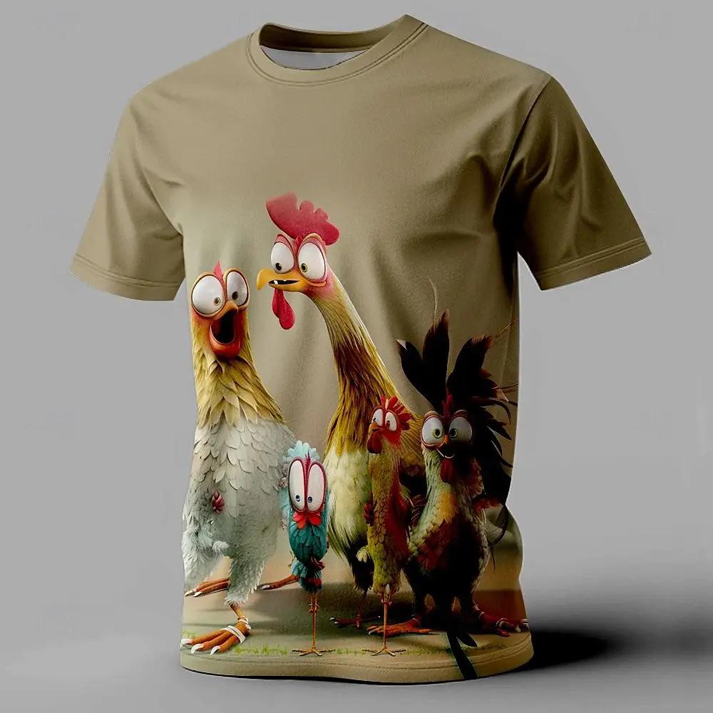 Funny Men's T Shirt Animal Chicken Print Summer Casual Short Sleeve Tee Street Fashion O-Neck Pullover Men's Oversized Clothing