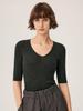 Autumn/Winter 100% Wool V-Neck Sweater Dress with Five-Quarter Sleeves