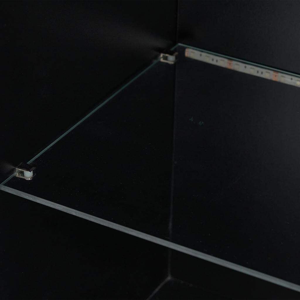 160cm, Glasvitrine Schwarz Hochglanz - Moderne Kommode viel Stauraum, Hochschrank Highboard, Schrank Wohnzimmer Küche Esszimmer Büro