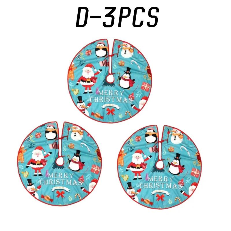 90CM Round Christmas Tree Skirt Elk Snowman Mat Christmas Decoration Parlor Carpet Home Decorations Christmas Tree Foot