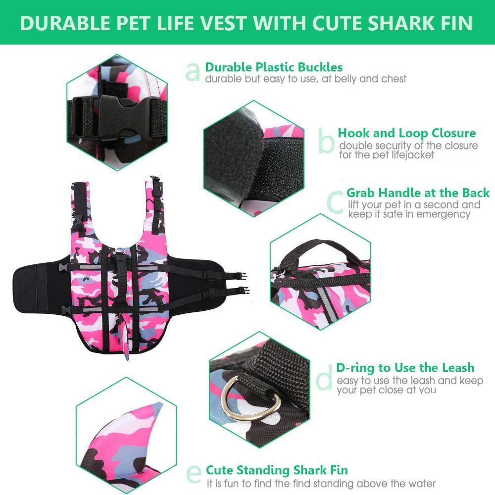 Polyester Dog Swimwear Ripstop Dog Life Vest Safety Camouflage Dog Life Jacket  Swimming Boating