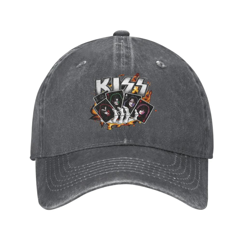 Rock Kiss Band Unisex Stil Baseballkappen Used-Look Baumwollmützen Kappe Lässig Outdoor Workouts Geschenk Snapback Kappe