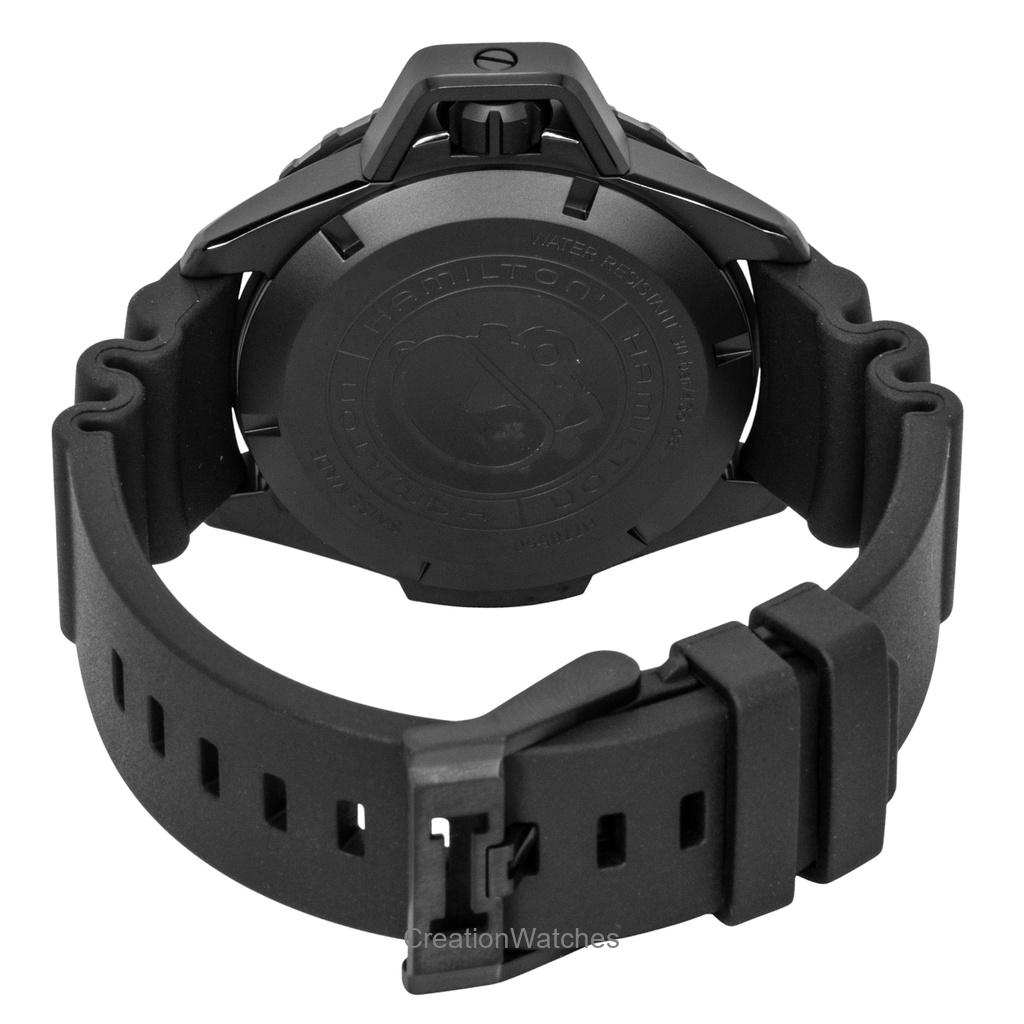 Hamilton Khaki Frogman Rubber Strap Black Dial Automatic Diver's H77855330 300M Men's Watch