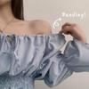 The Pink Off Shoulder Shirring Ribbon Smock Blouse
