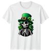 Gothic Skeleton Leprechaun Girl Clover Unisexs TShirt Novelty Horror St Patricks