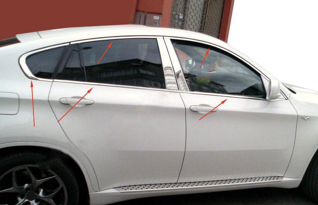 

Повна окантовка скла (10 шт, нерж.) для BMW X6 E-71 2008-2014 рр.