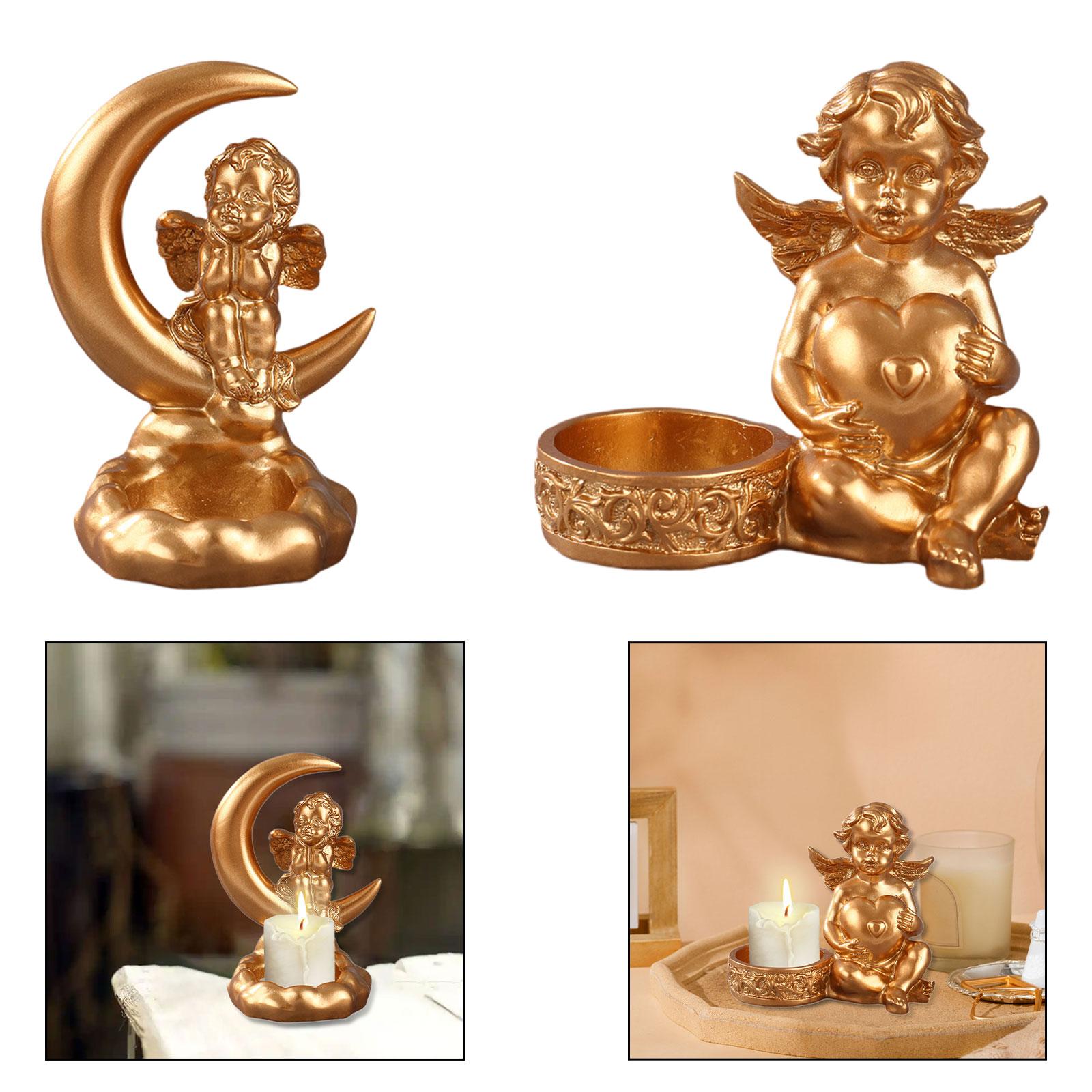 

Resin Angel Figurine Candle Holder Decorative Candlestick for Dining Room Table Centerpiece Home Wedding Decor 9cmx7.5cmx11cm