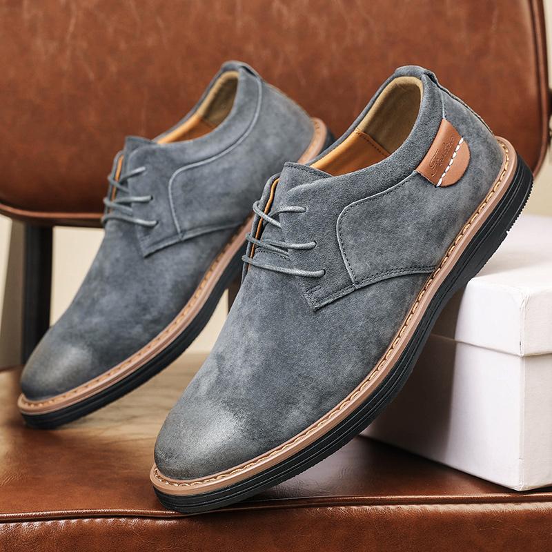 Zapatos Oxford clásicos de cuero genuino para hombres, zapatos planos, zapatos casuales de cuero de ante cómodos, mocasines, zapatos de negocios para hombre