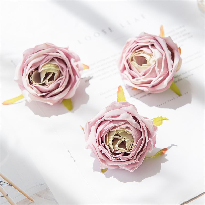 Große gerollte Kanten Rosenkopf Handgemacht DIY Künstliche Rosen Blumen Schößchen Hochzeitsblume Künstliche Requisiten Dekoration Kunstblumen