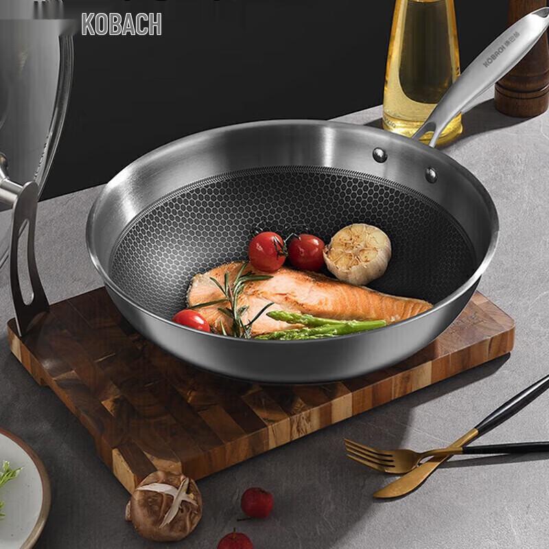 Kobach 32cm 304 Stainless Steel Honeycomb Wok