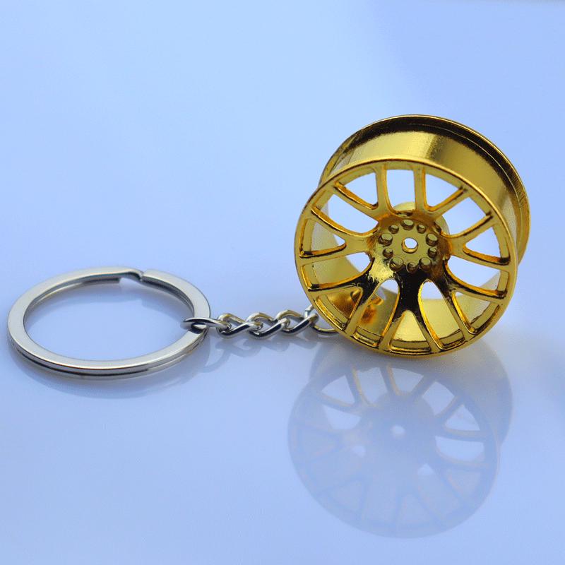 Gold Silver Black Car Wheel Keychain with Laser Logo: A Stylish Metal Accessory
