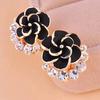 Kvinner Peon Camellia Flower Rhinestones Legering Ear Stud øredobber Party smykker
