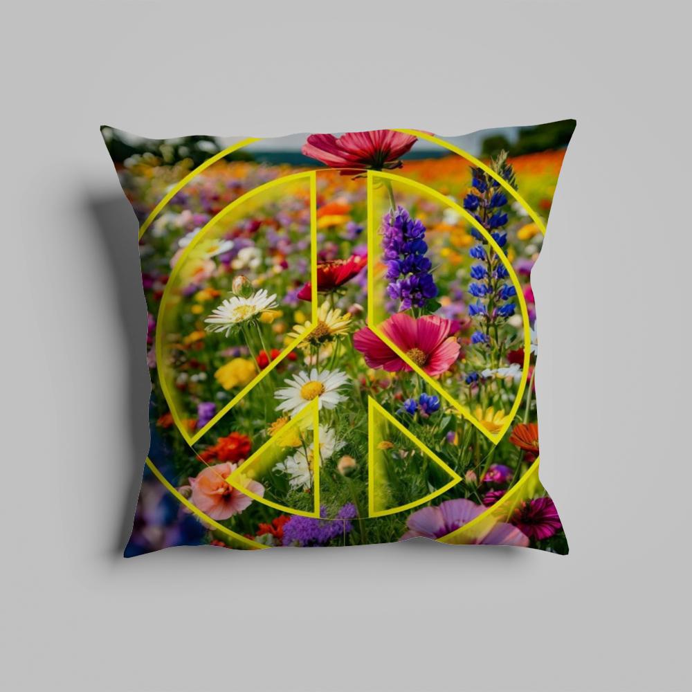 Pillow Case luxurious home office, sofa decorative Multi sized car seat cushions, pillowcases Peace sign flower sunshine