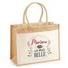 Jute Tote Bag with Pocket Marlène the Most Beautiful | Reusable Shopping and Grocery Bag Gift Mother's Day Birthday Sister Christmas