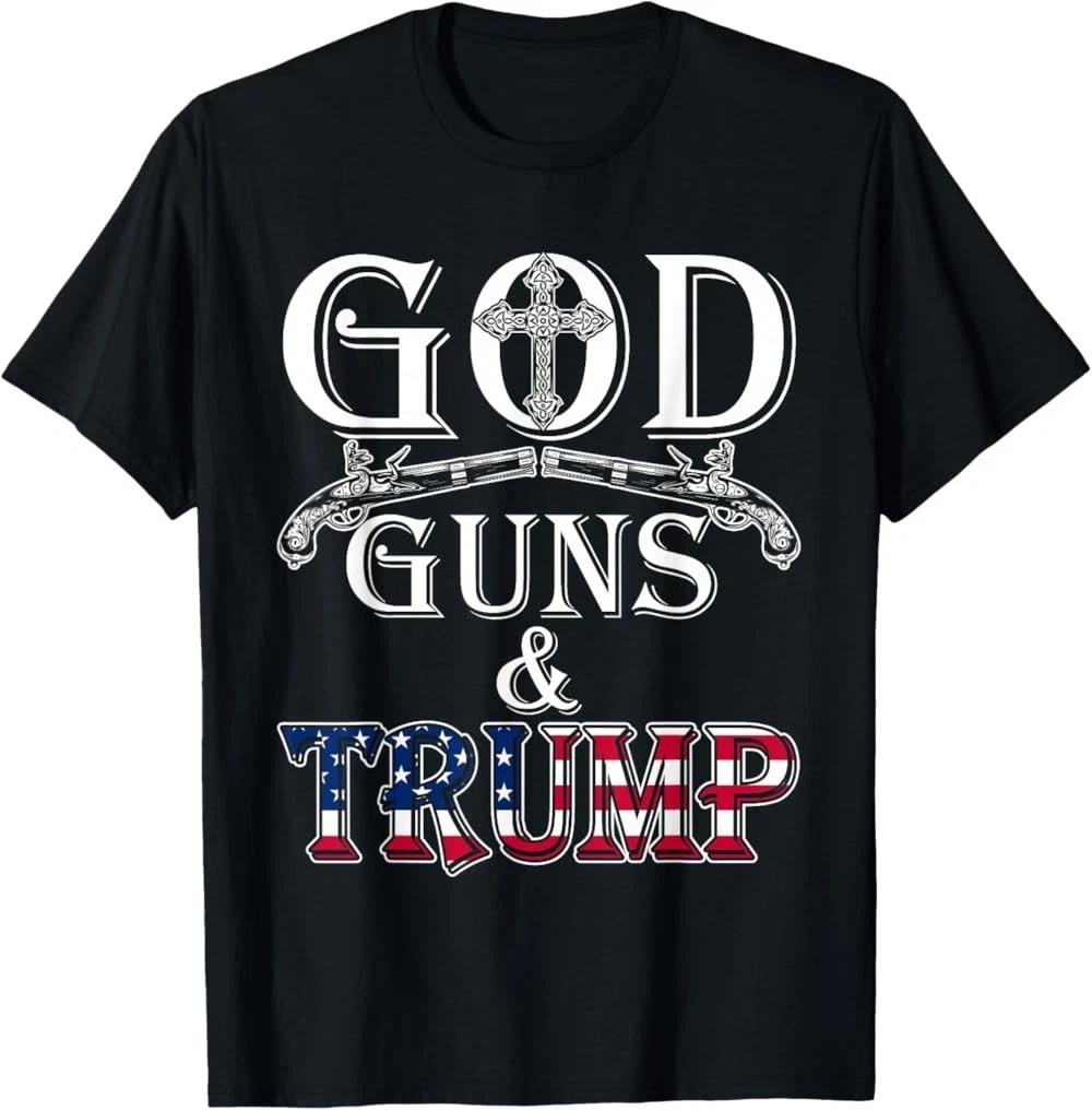 Funny God Guns And Trump Shirt 2nd Amendment Trump 45 T-Shirt XXXXL