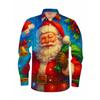 New Christmas Men's 3D Printed Formal Shirt Christmas Tree Santa Claus Pattern Long Sleeve Shirt Fashion Men's Shirt