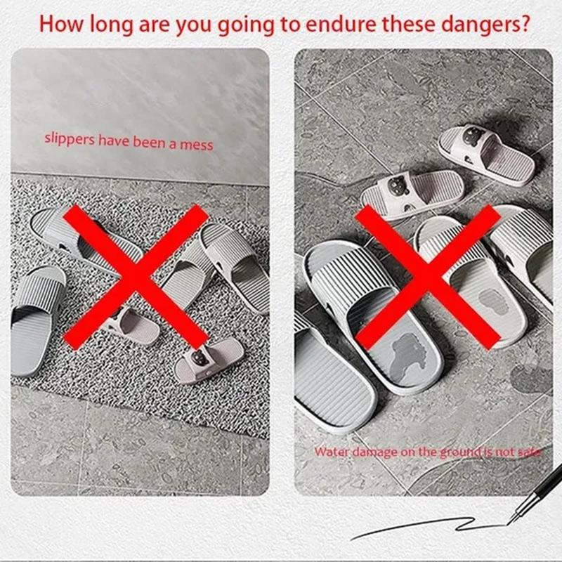 1/3 Pcs Bathroom Slipper Shelf Self-adhesive No Punching Wall Mounted One Piece Shoe Rack Space Saving Shelf Bathroom Hanging