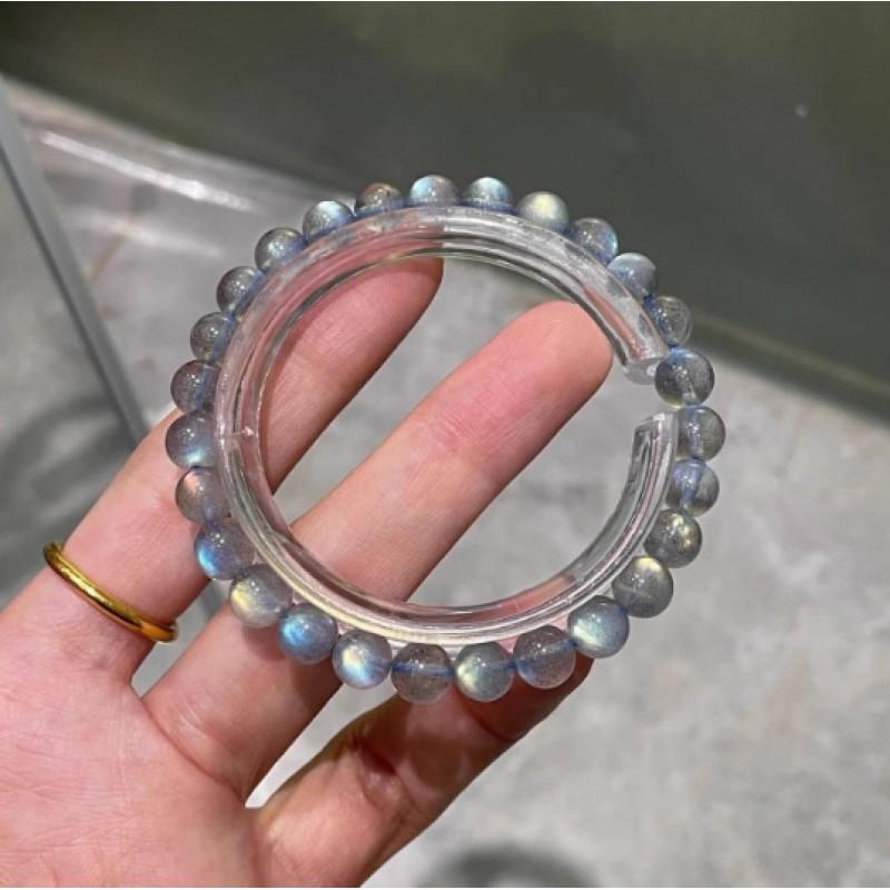 Natural Gray Moonstone Crystal Bracelet Women Elegant Handmade Love Protection Charm Fashionable Daily Wear