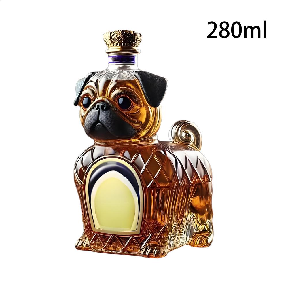300ml Kreativ Dyrekaraffel Realistisk Glass Likørflaske Bulldog-Inspirert Whiskey Vin Brandy Scotchs Bourbon Vodka Karaffel