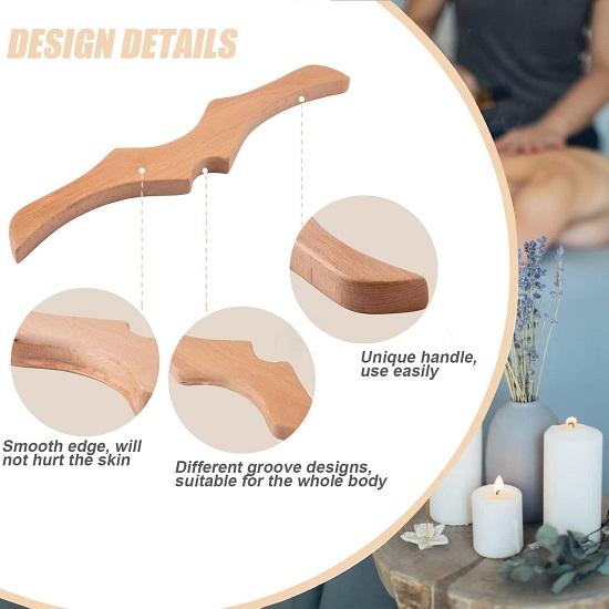 Masážní nástroje Wood Therapy, Dřevěný lymfodrenážní masážní přístroj, Dřevěné škrabací nástroje Gua Sha, Nástroje na tvarování těla pro Maderotherapii,