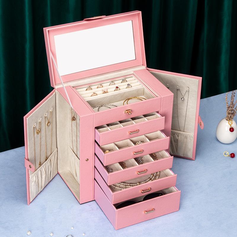 Multilayer Portable Jewelry Box for Earrings, Rings, and Necklaces