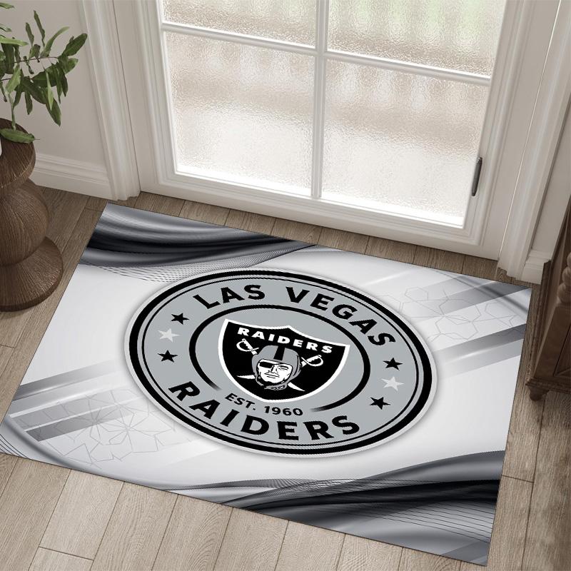 Las Vegas Raiders Design Crystal Velvet Carpet Cozy Non?Slip Printed Rug For Bedroom Living Room Entrance
