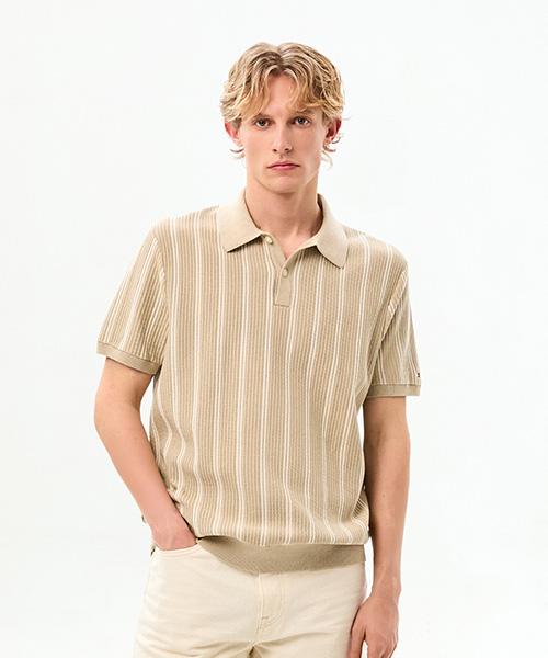 TOMMY HILFIGER Vertical Stripe Polo Sweater (T12G0Kpn200Mt1Rbt)