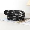 Womens Rock Punk Leather Belt With Rivet Eyelet Design For Streetwear Styles